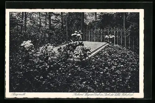 AK Bayreuth, Richard Wagners Grab im Park der Villa Wahnfried