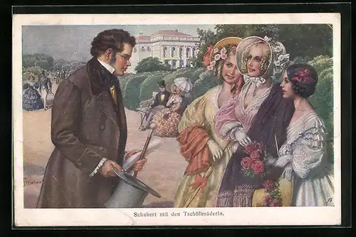 AK Franz Schubert mit den Tschöllmäderln