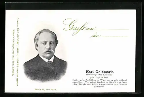 AK Portrait von Karl Goldmark, Komponist, Geb. 1832