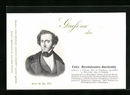 AK Felix Mendelssohn-Bartholdy, Komponist, 1806-1847