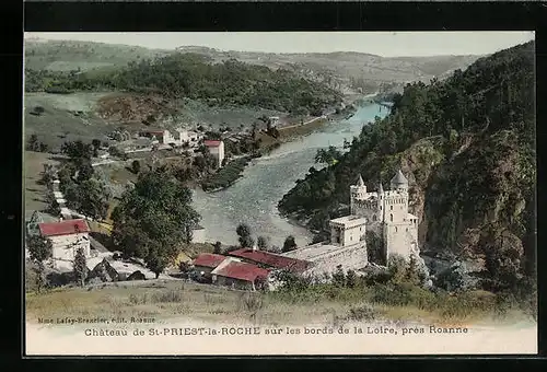 AK St-Priest-la-Roche, le Chateau sur les bords de la Loire