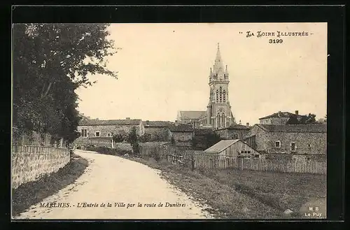 AK Marlhes, l'Entrée de la Ville par la route de Duières