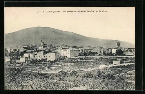 AK Pélussin, Vue générale du Quartier des Croix et de Virieu