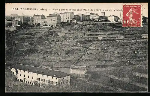 AK Pélussin, Vue générale du Quartier des Croix et de Virieu