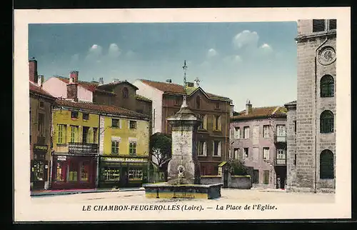 AK Le Chambon-Feugerolles, la Place de l'Eglise