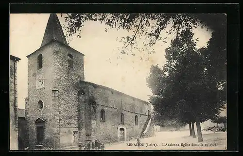 AK Renaison, l'Ancienne Eglise démolie en 1908