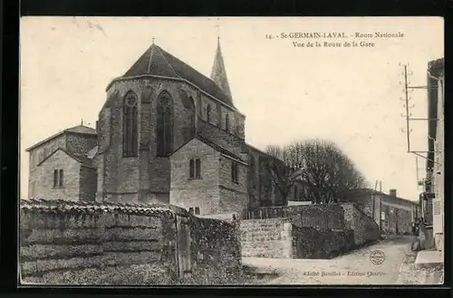 AK Saint-Germain-Laval, Route Nationale, Vue de la Route de la Gare