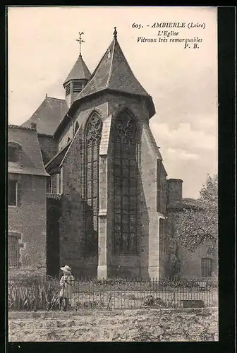 AK Ambierle, l'Eglise, Vitraux très remarquables