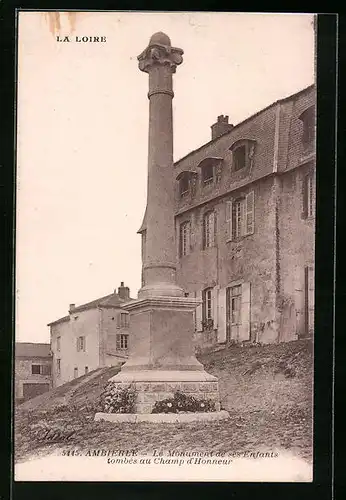 AK Ambierle, le Monument de ses Enfants tombés au Champ d'Honneur