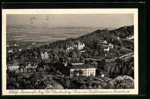 AK Blankenburg / Harz, Schloss-Kaserne für Erg. Btl. mit Teufelsmauer und Hinterland