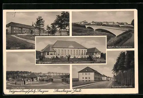 AK Bergen / Lüneburger Heide, Truppenübungsplatz, Hauptwache, Hoppenstedter Str., Lazarett