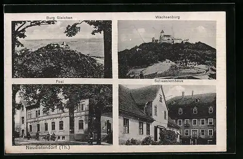 AK Neudietendorf / Thür., Post, Burg Gleichen, Wachsenburg, Schwesternhaus