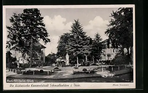 AK Schmalkalden i. Thür., Karl-Wilhelm-Platz mit Denkmal