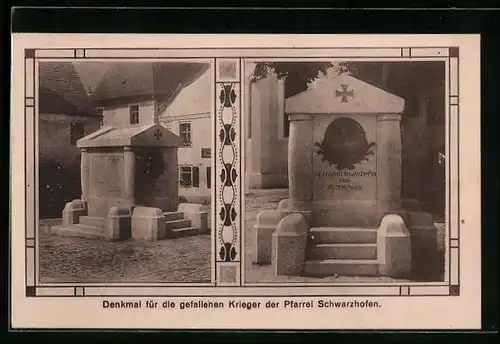 AK Schwarzhofen, Denkmal für die gefallenen Krieger der Pfarrei Schwarzhofen, Mehrfachansicht