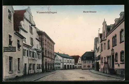 AK Wassertrüdingen, Markt-Strasse mit Weinrestaurant von Wilhelm Lutz und Schreinerei Andreas Probst