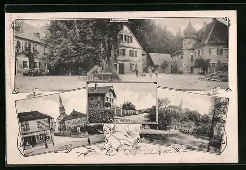 AK Rosenhammer, Marktplatz mit Apotheke, Königliches Forstamt, Weidenberg