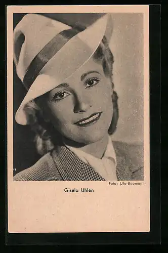 AK Schauspielerin Gisela Uhlen bildschön mit Hut