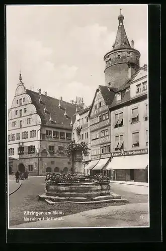 AK Kitzingen / Main, Markt mit Rathaus