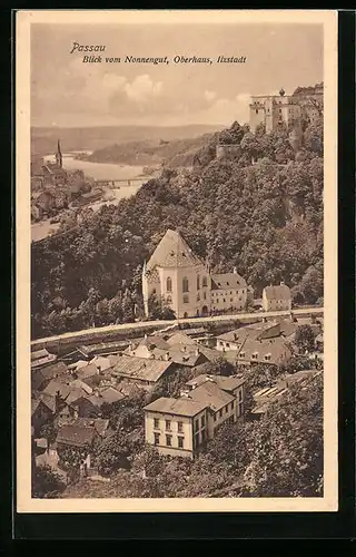 AK Passau, Blick vom Nonnengut, Oberhaus, Ilzstadt