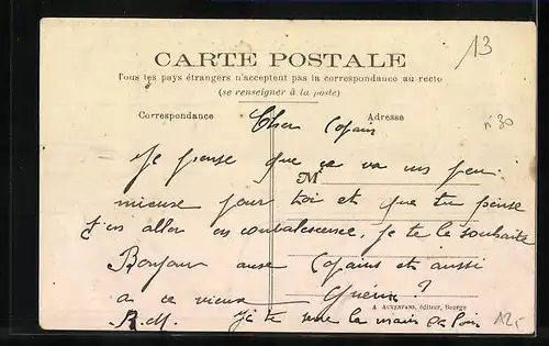 AK Massay, la Grande Rue, la Poste