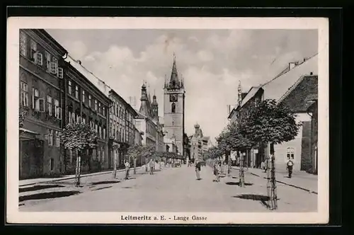 AK Leitmeritz / Litomerice, Blick in die Lange Gasse