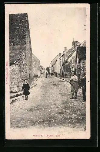 AK Autruy, La Grande-Rue, Strassenpartie