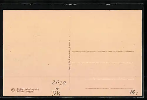 Steindruck-AK Tondern, Schlossstrasse mit Anwohnern