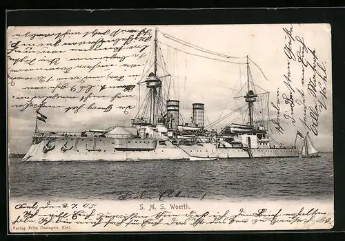 AK China, Kriegsschiff S. M. Woerth in Fahrt, Ostasiengeschwader