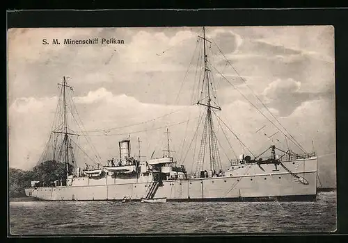 AK Kriegsschiff S. M. Pelikan vor Anker