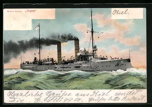 AK China, Kriegsschiff Thetis auf hoher See, Ostasiengeschwader