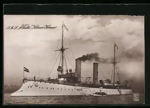 AK China, Kriegsschiff S. M. S. Thetis in Fahrt, Ostasiengeschwader
