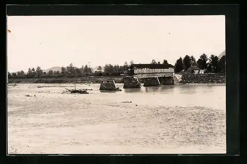 Foto-AK Buchs, Uferpartie bei Hochwasser