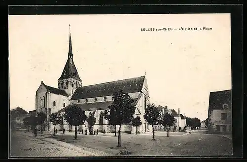 AK Selles-sur-Cher, L`Eglise et la Place