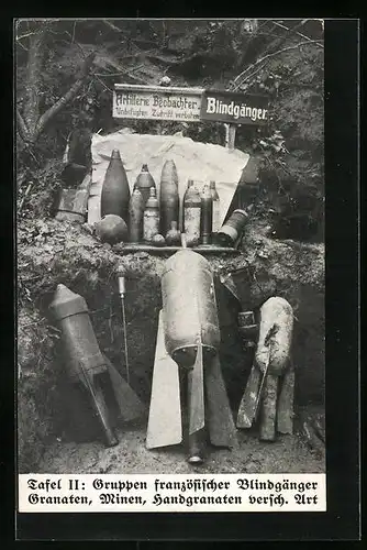 AK Blindgänger Munition, französische Granaten, Minen und Handgranaten