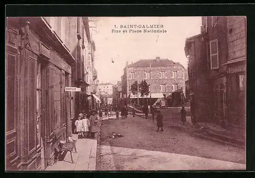 AK Saint-Galmier, Rue et Place Nationale