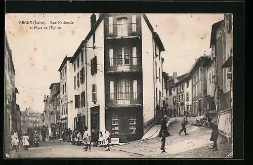 AK Regny, Rue Nationale et Place de l`Eglise