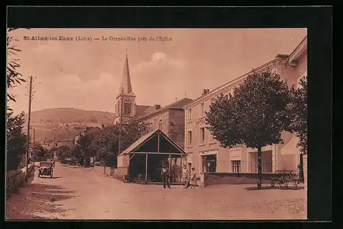 AK St-Alban-les-Eaux, la Grande Rue pres de l`Eglise