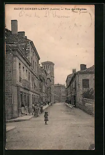 AK Saint-Genest-Lerpt, Rue de l`Eglise