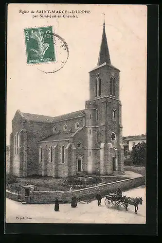 AK Saint-Just-en-Chevalet, Eglise Saint-Marcel-D`Urphe, la facade