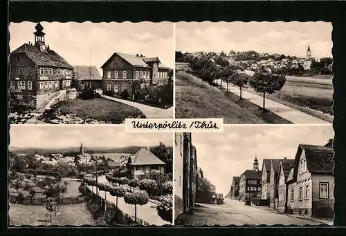 AK Unterpörlitz in Thür., Gesamtansicht, Strassenansicht, Blick zur Kirche