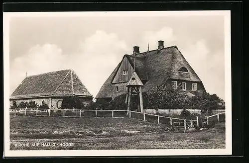 AK Hallig-Hooge a. d. Nordsee, an der alten Kirche