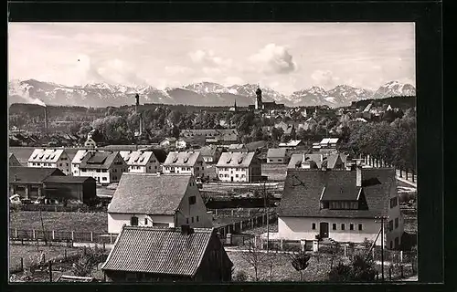 AK Schongau in Obb., Blick über die gesamte Stadt auf die Alpen