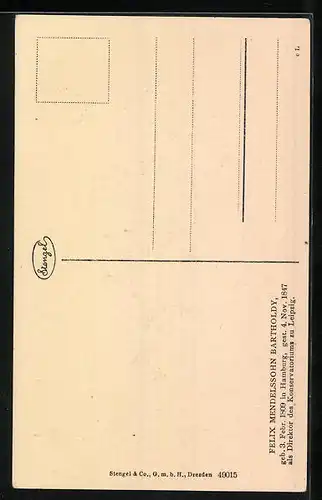 Künstler-AK Felix Mendelsohn Bartholdy, Portrait des jungen Komponisten