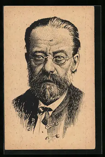 Künstler-AK Bedrich Smetana, Portrait des gealterten tschechischen Komponisten