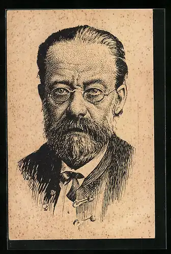 Künstler-AK Bedrich Smetana, der gealterte tschechische Komponist blickt den Betrachter an