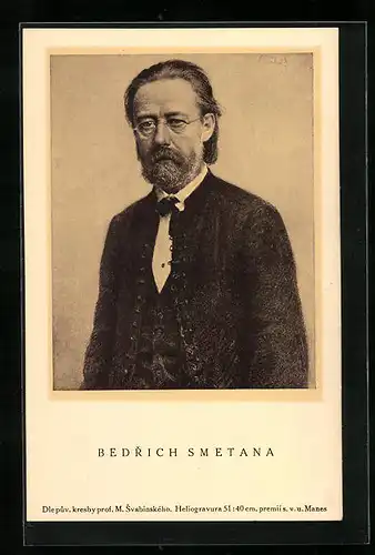 Künstler-AK Bedrich Smetana, der tschechische Komponist im Portrait im dunklen Anzug