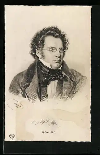 Künstler-AK Franz Schubert, Portrait des Komponisten aus seinem Leben