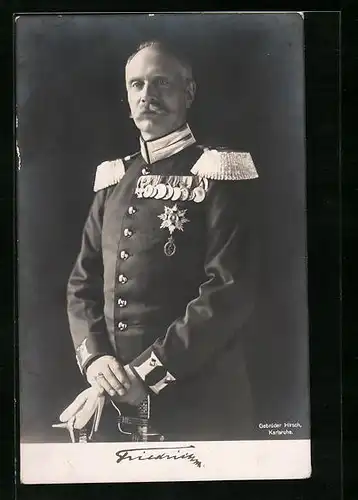 AK Friedrich von Baden in Uniform mit Epauletten