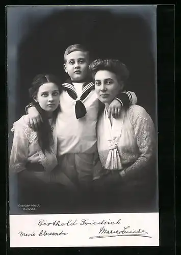 AK Berthold Friedrich, Marie Alexandra & Marie Louise von Baden