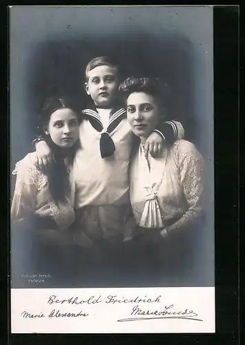 AK Berthold Friedrich, Marie Alexandra und Marie Louise von Baden